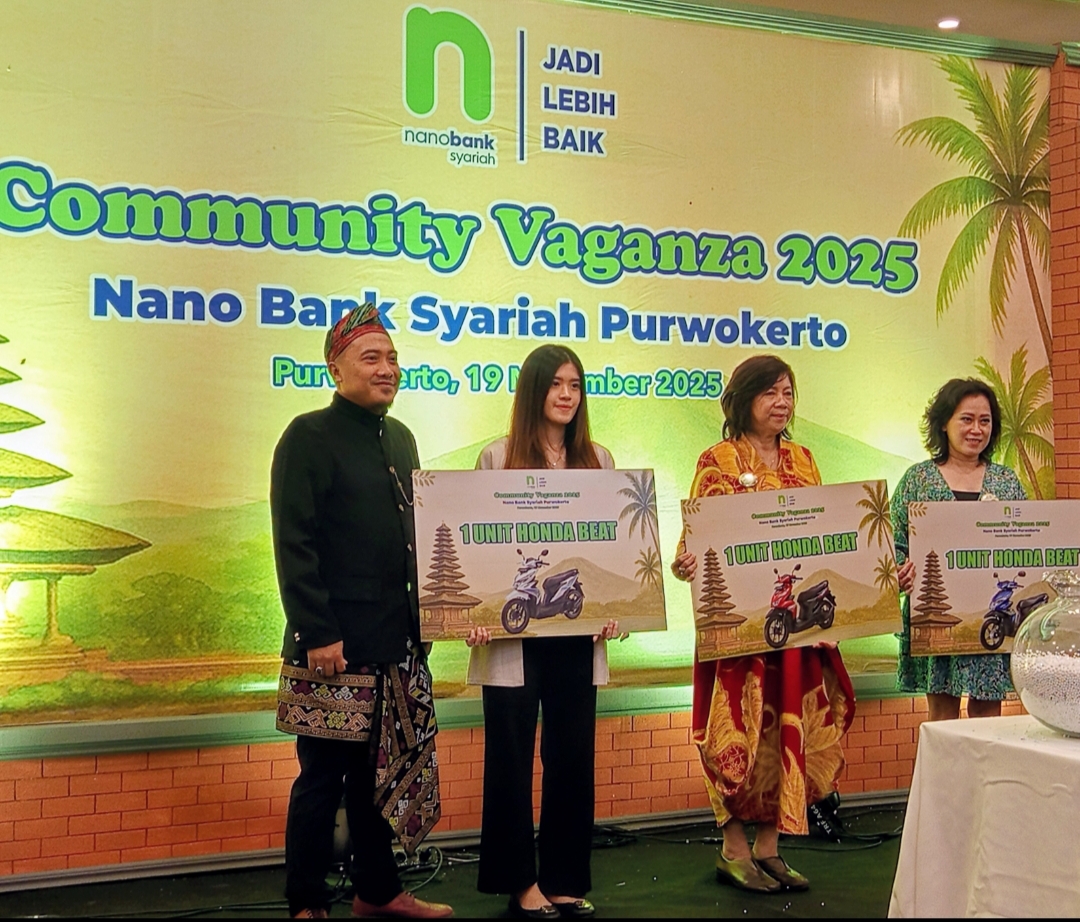 IMG 20251120 083926 PURWOKERTO – Nano Bank Syariah kembali menghadirkan program apresiasi terbesar bertajuk Community Vaganza 2025, sebuah ajang spesial bagi nasabah yang berlangsung pada Rabu, 19 November 2025 di Luminor Hotel Purwokerto, Lantai 2, mulai pukul 18.30 WIB.